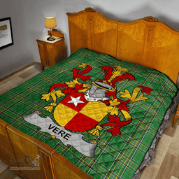 Scottish Vere Irish Coat of Arms Family Crest Quilt Irish National Tartan Irish County Quilts