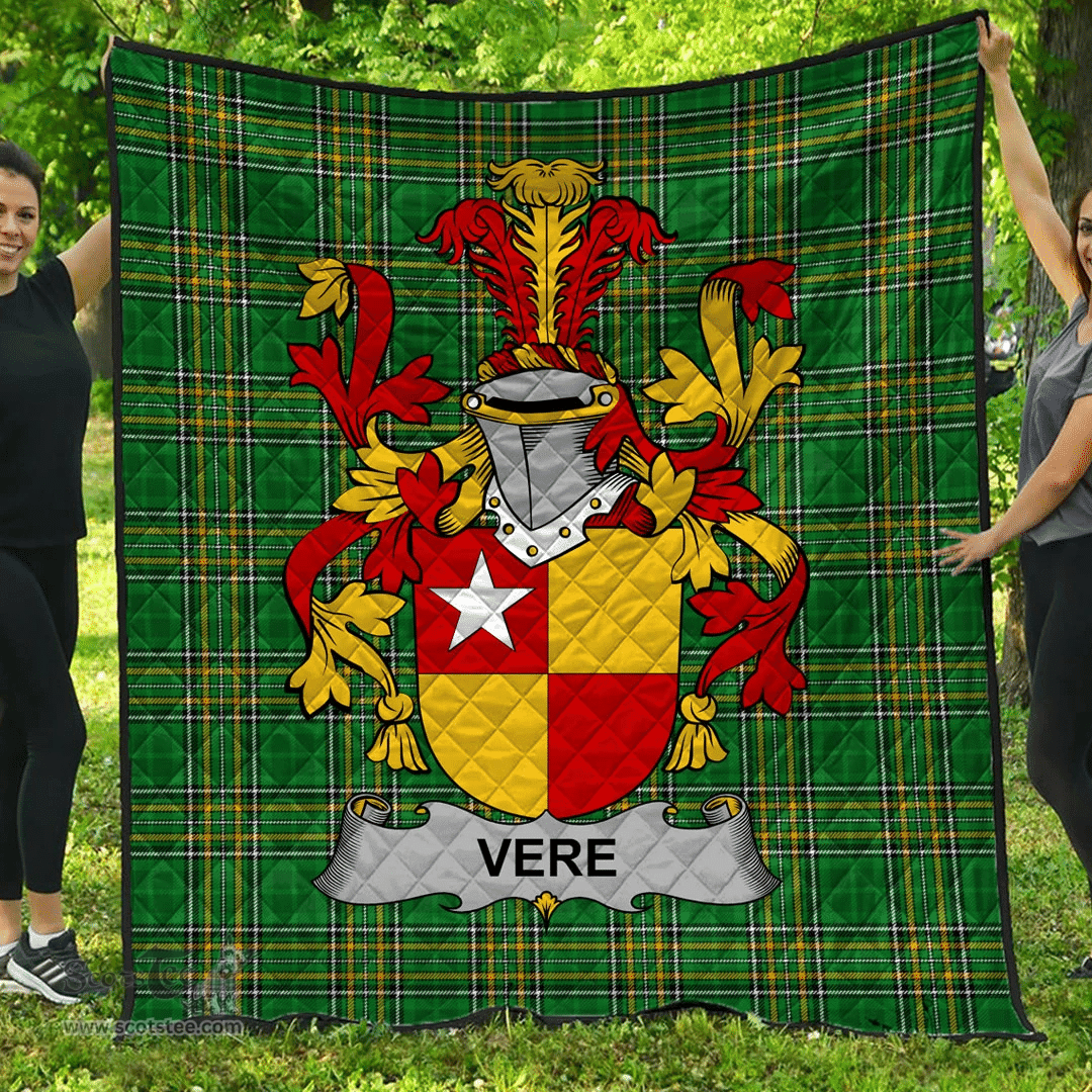 Scottish Vere Irish Coat of Arms Family Crest Quilt Irish National Tartan Irish County Quilts