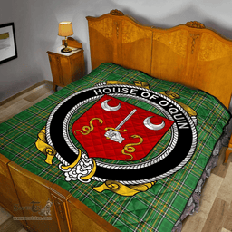 Scottish House Of O'Quin (Thomond) Irish Coat of Arms Family Crest Quilt Irish National Tartan Irish County Quilts
