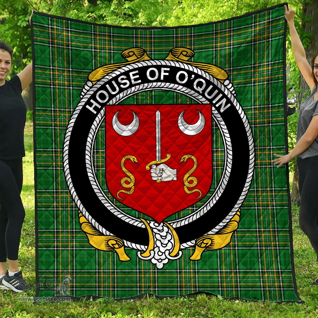 Scottish House Of O'Quin (Thomond) Irish Coat of Arms Family Crest Quilt Irish National Tartan Irish County Quilts