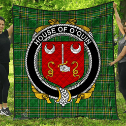 Scottish House Of O'Quin (Thomond) Irish Coat of Arms Family Crest Quilt Irish National Tartan Irish County Quilts