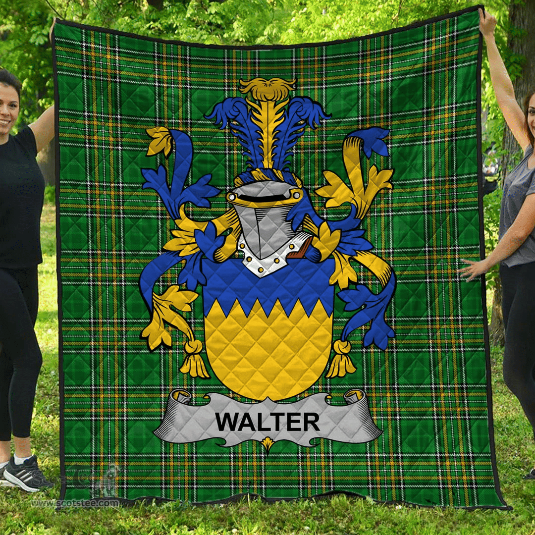 Scottish Walter Irish Coat of Arms Family Crest Quilt Irish National Tartan Irish County Quilts