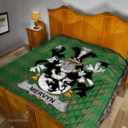 Scottish Mervyn Irish Coat of Arms Family Crest Quilt Irish National Tartan Irish County Quilts