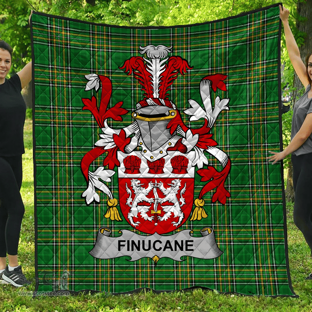 Scottish Finucane Or Mcfinucane Irish Coat of Arms Family Crest Quilt Irish National Tartan Irish County Quilts
