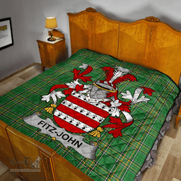 Scottish Fitz-John Irish Coat of Arms Family Crest Quilt Irish National Tartan Irish County Quilts