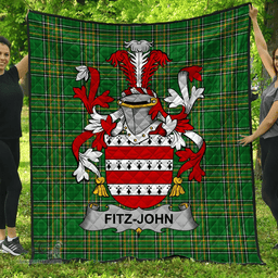Scottish Fitz-John Irish Coat of Arms Family Crest Quilt Irish National Tartan Irish County Quilts
