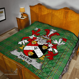 Scottish Hayes Irish Coat of Arms Family Crest Quilt Irish National Tartan Irish County Quilts