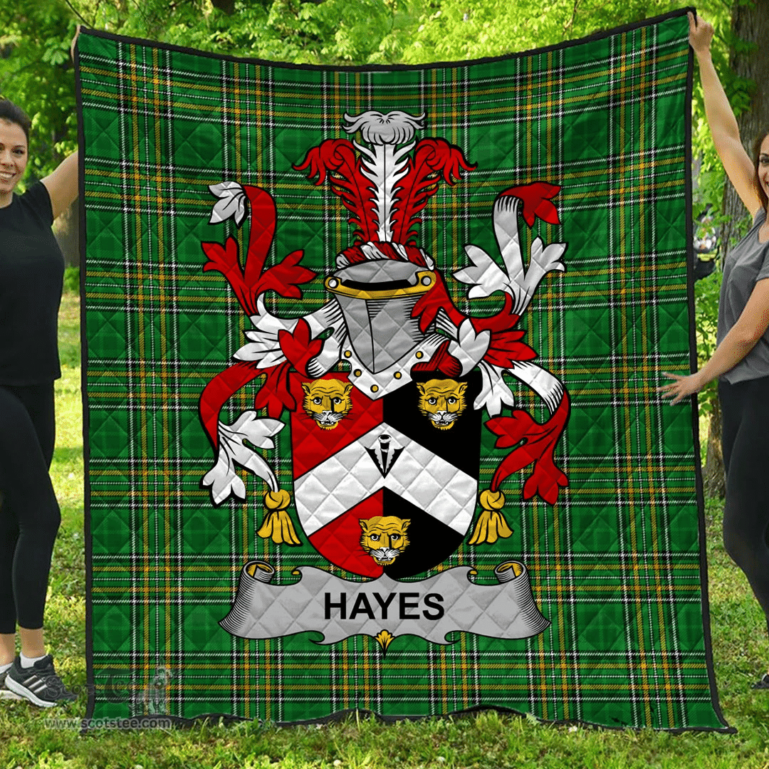 Scottish Hayes Irish Coat of Arms Family Crest Quilt Irish National Tartan Irish County Quilts