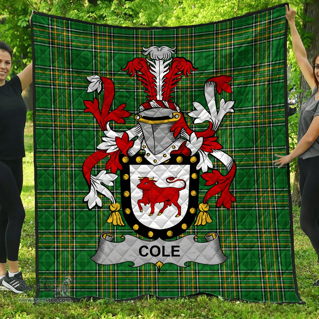 Scottish Cole Irish Coat of Arms Family Crest Quilt Irish National Tartan Irish County Quilts
