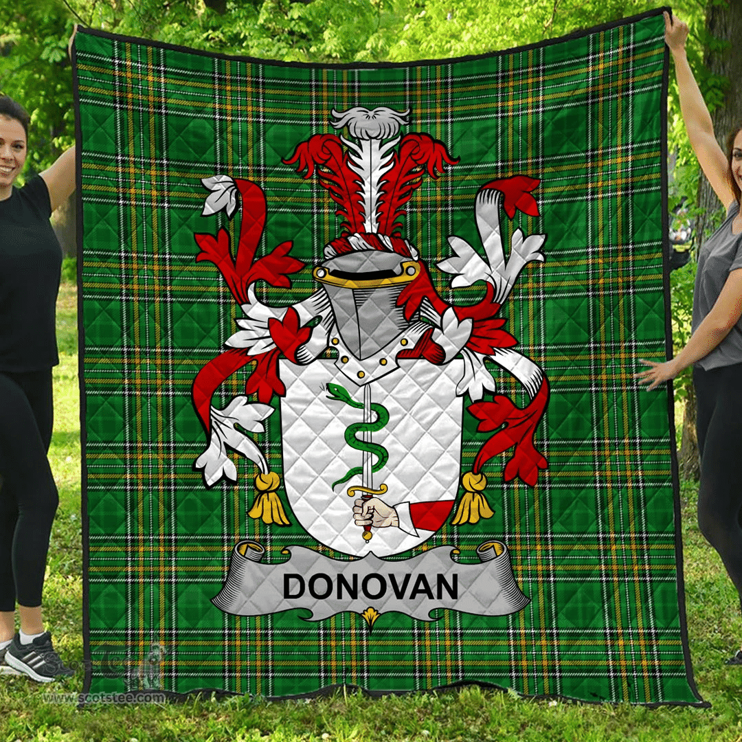 Scottish Donovan Or O'Donovan Irish Coat of Arms Family Crest Quilt Irish National Tartan Irish County Quilts