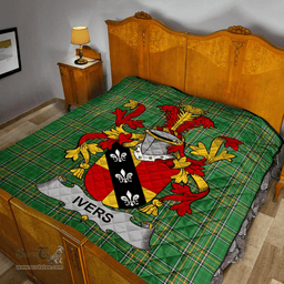 Scottish Ivers Irish Coat of Arms Family Crest Quilt Irish National Tartan Irish County Quilts