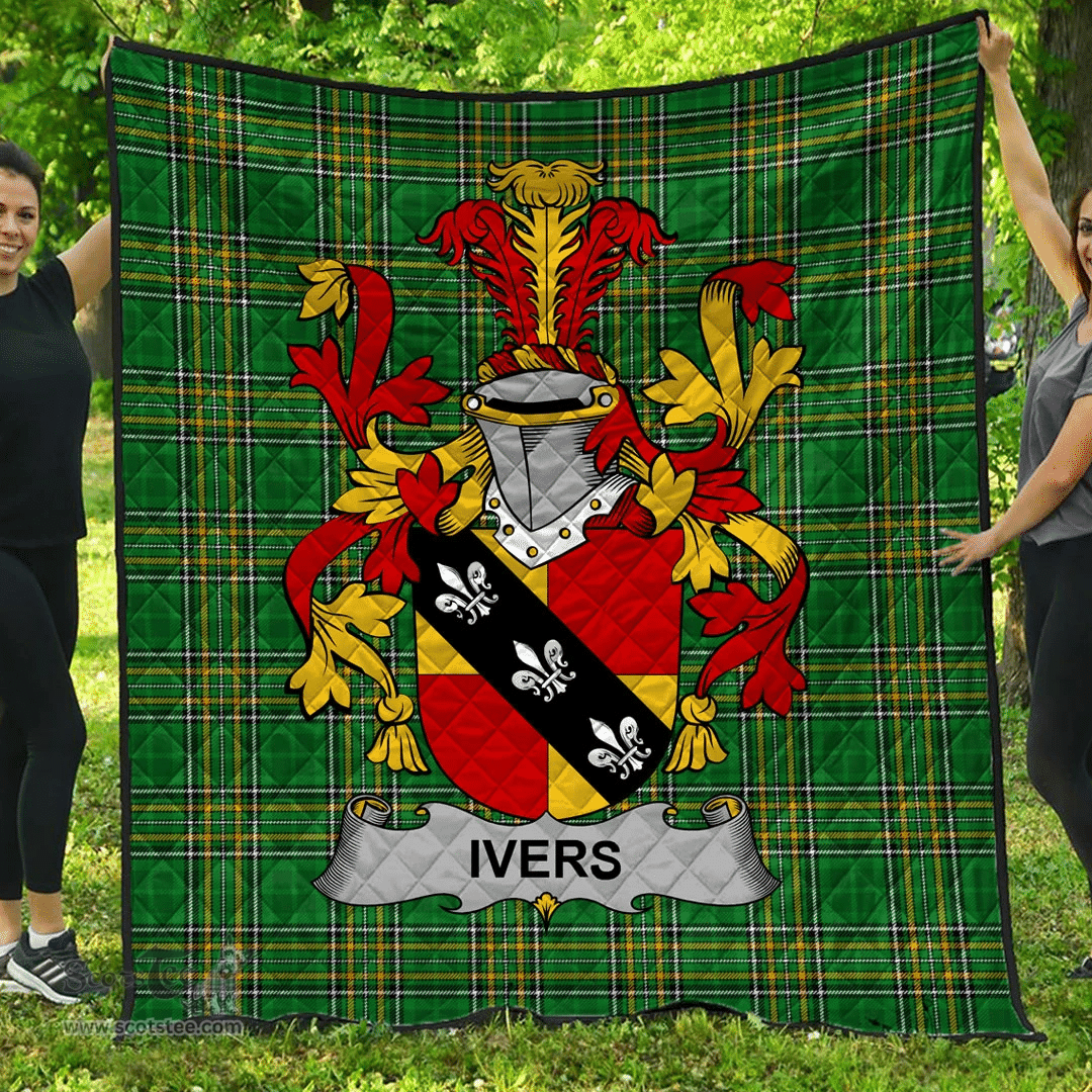 Scottish Ivers Irish Coat of Arms Family Crest Quilt Irish National Tartan Irish County Quilts