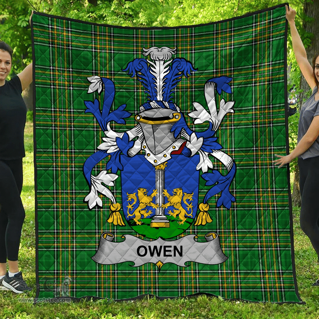 Scottish Owen Irish Coat of Arms Family Crest Quilt Irish National Tartan Irish County Quilts