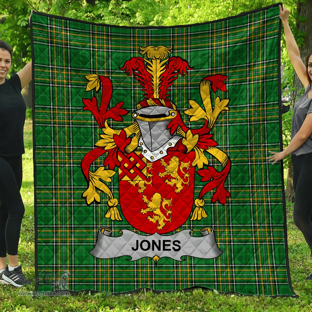 Scottish Jones Irish Coat of Arms Family Crest Quilt Irish National Tartan Irish County Quilts