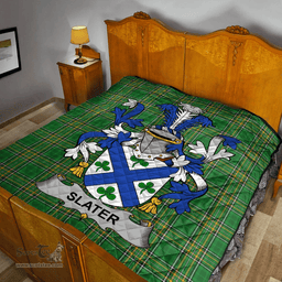 Scottish Slater Or Slator Irish Coat of Arms Family Crest Quilt Irish National Tartan Irish County Quilts