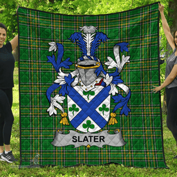 Scottish Slater Or Slator Irish Coat of Arms Family Crest Quilt Irish National Tartan Irish County Quilts