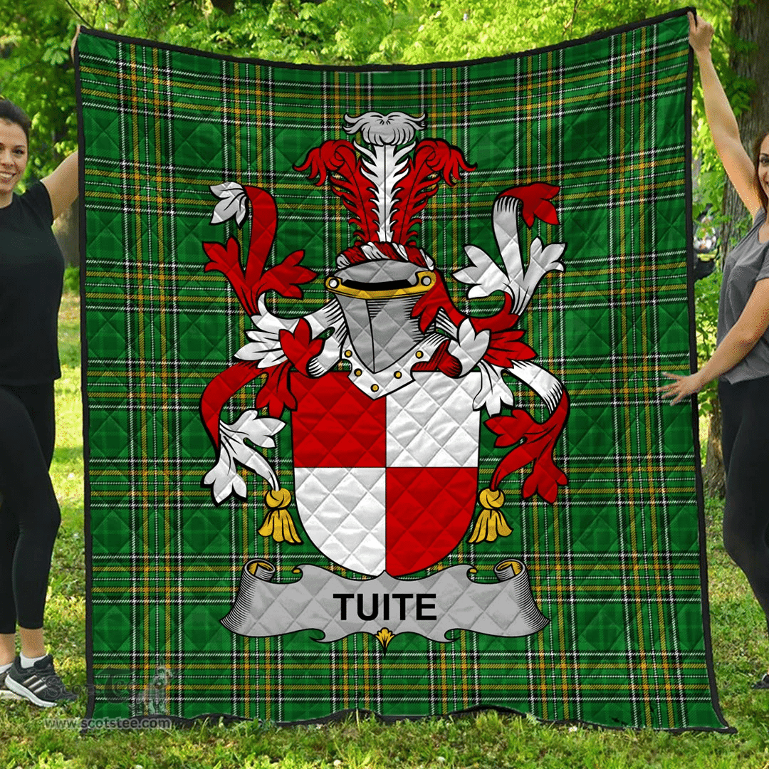 Scottish Tuite Irish Coat of Arms Family Crest Quilt Irish National Tartan Irish County Quilts