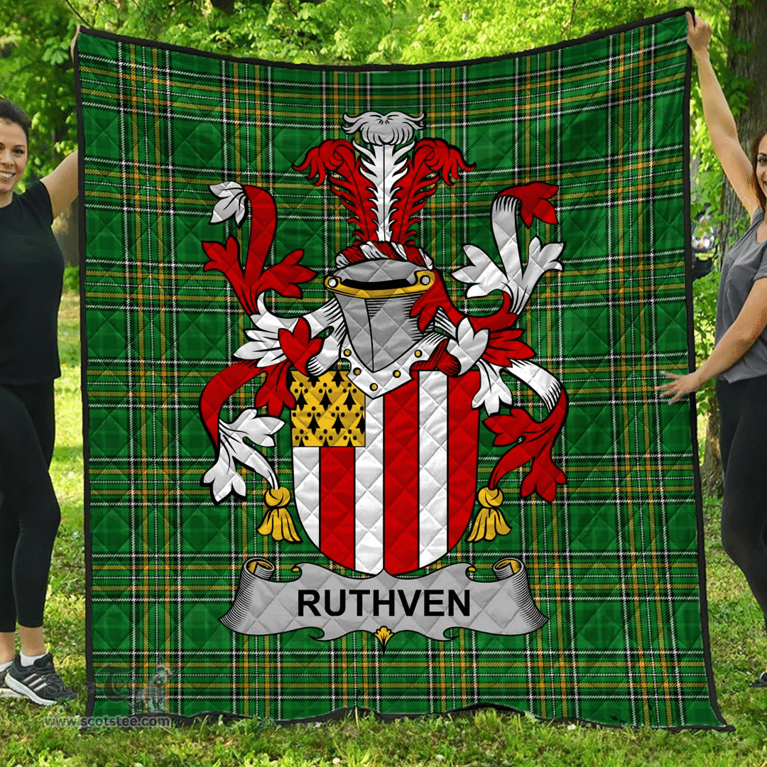 Scottish Ruthven Irish Coat of Arms Family Crest Quilt Irish National Tartan Irish County Quilts