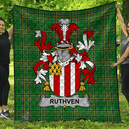 Scottish Ruthven Irish Coat of Arms Family Crest Quilt Irish National Tartan Irish County Quilts