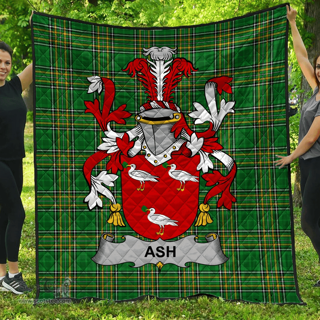 Scottish Ash Irish Coat of Arms Family Crest Quilt Irish National Tartan Irish County Quilts