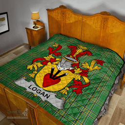 Scottish Logan Irish Coat of Arms Family Crest Quilt Irish National Tartan Irish County Quilts