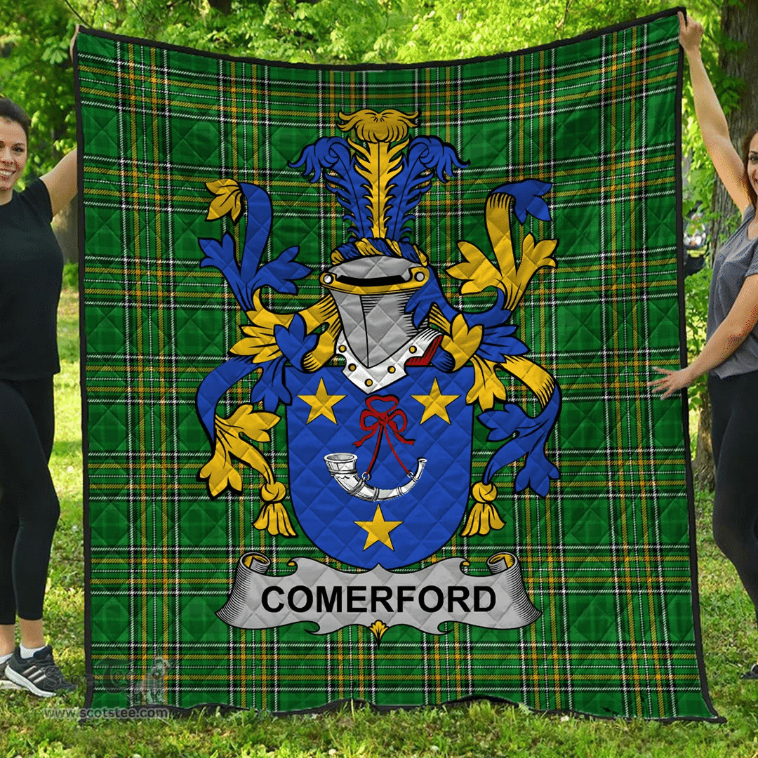 Scottish Comerford Irish Coat of Arms Family Crest Quilt Irish National Tartan Irish County Quilts