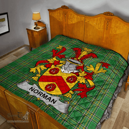 Scottish Norman Irish Coat of Arms Family Crest Quilt Irish National Tartan Irish County Quilts