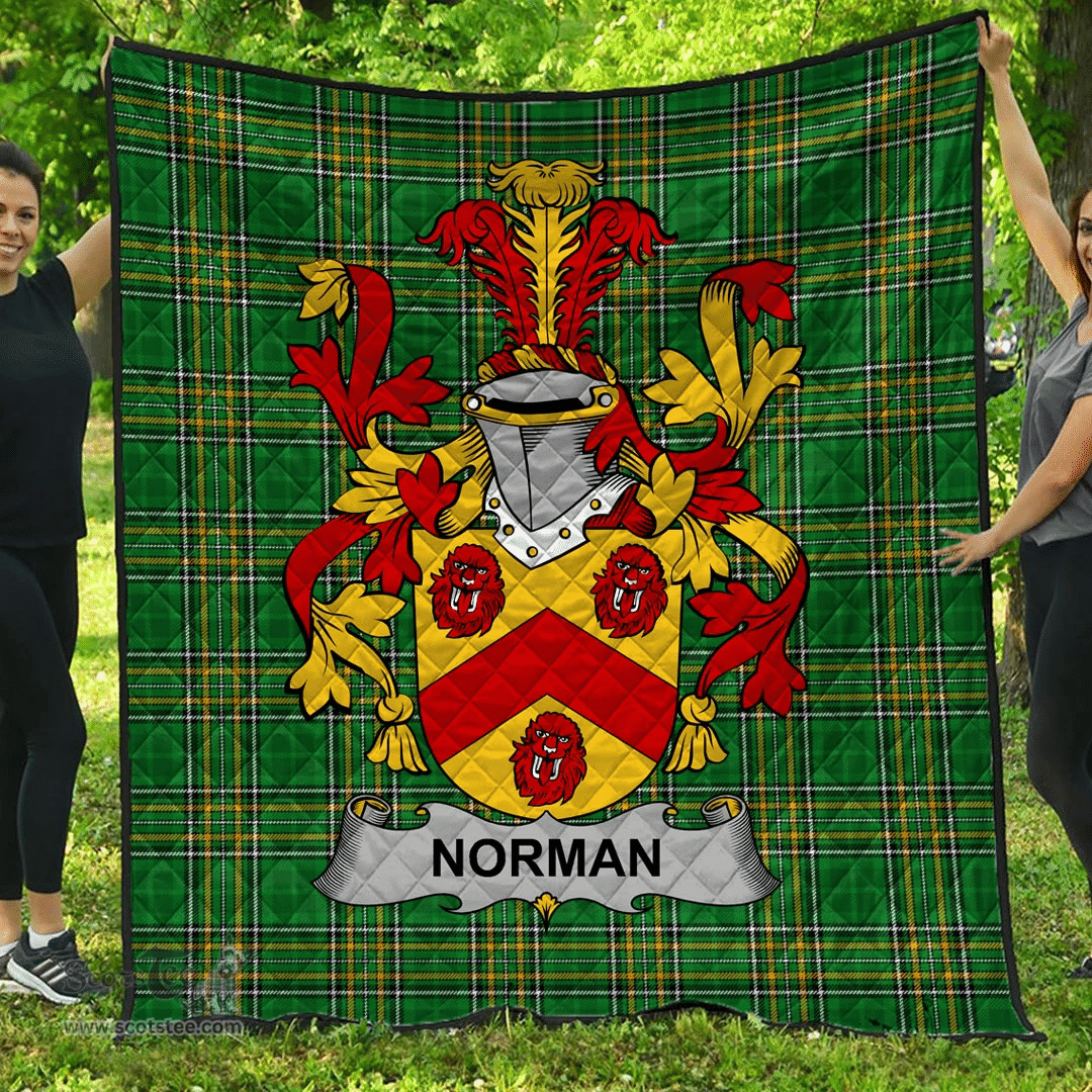 Scottish Norman Irish Coat of Arms Family Crest Quilt Irish National Tartan Irish County Quilts