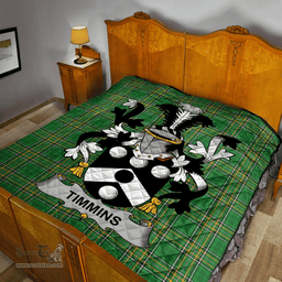 Scottish Timmins Irish Coat of Arms Family Crest Quilt Irish National Tartan Irish County Quilts