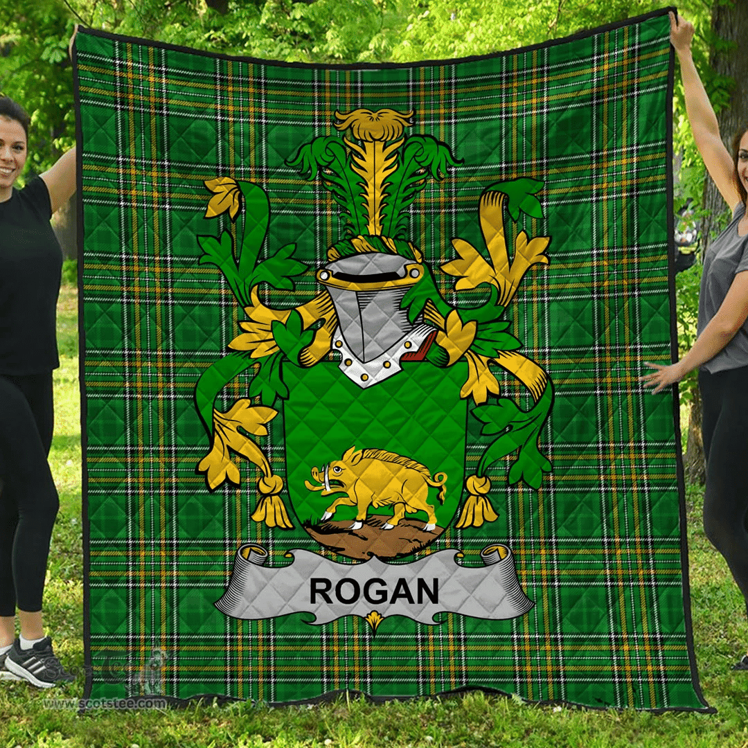 Scottish Rogan Or O'Rogan Irish Coat of Arms Family Crest Quilt Irish National Tartan Irish County Quilts