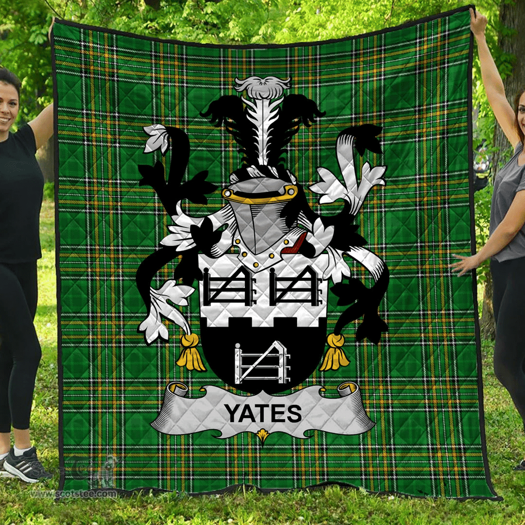 Scottish Yeates Irish Coat of Arms Family Crest Quilt Irish National Tartan Irish County Quilts