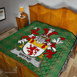 Scottish Bryne Or Brinn Irish Coat of Arms Family Crest Quilt Irish National Tartan Irish County Quilts