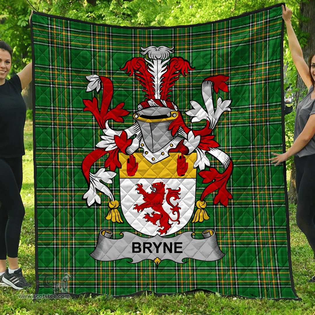 Scottish Bryne Or Brinn Irish Coat of Arms Family Crest Quilt Irish National Tartan Irish County Quilts