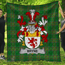 Scottish Bryne Or Brinn Irish Coat of Arms Family Crest Quilt Irish National Tartan Irish County Quilts