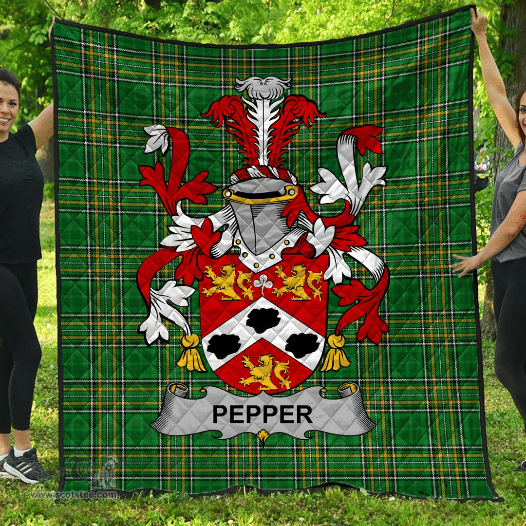 Scottish Pepper Irish Coat of Arms Family Crest Quilt Irish National Tartan Irish County Quilts