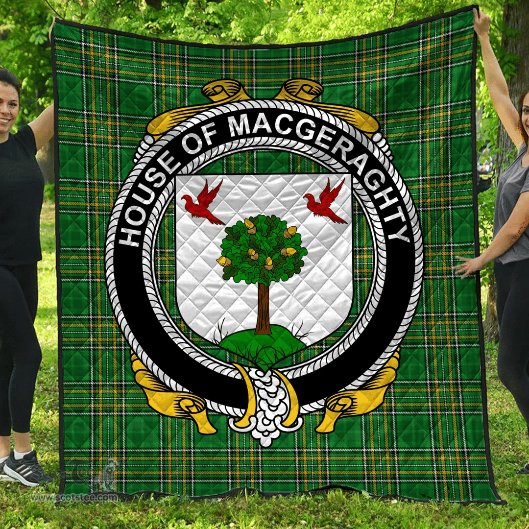 Scottish House Of Macgeraghty Irish Coat of Arms Family Crest Quilt Irish National Tartan Irish County Quilts