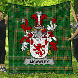 Scottish Mcawley Or Mccawley Irish Coat of Arms Family Crest Quilt Irish National Tartan Irish County Quilts