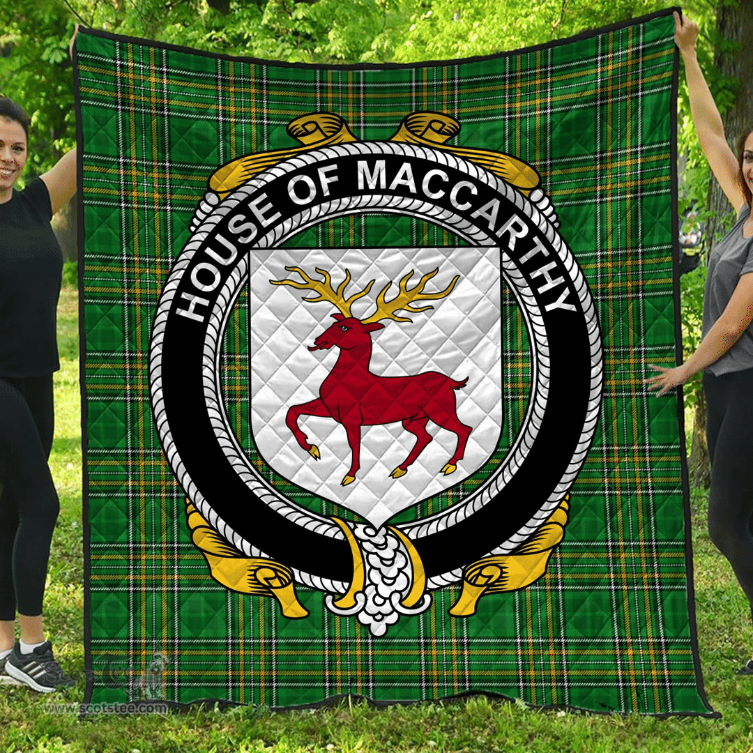 Scottish House Of Maccarthy Irish Coat of Arms Family Crest Quilt Irish National Tartan Irish County Quilts