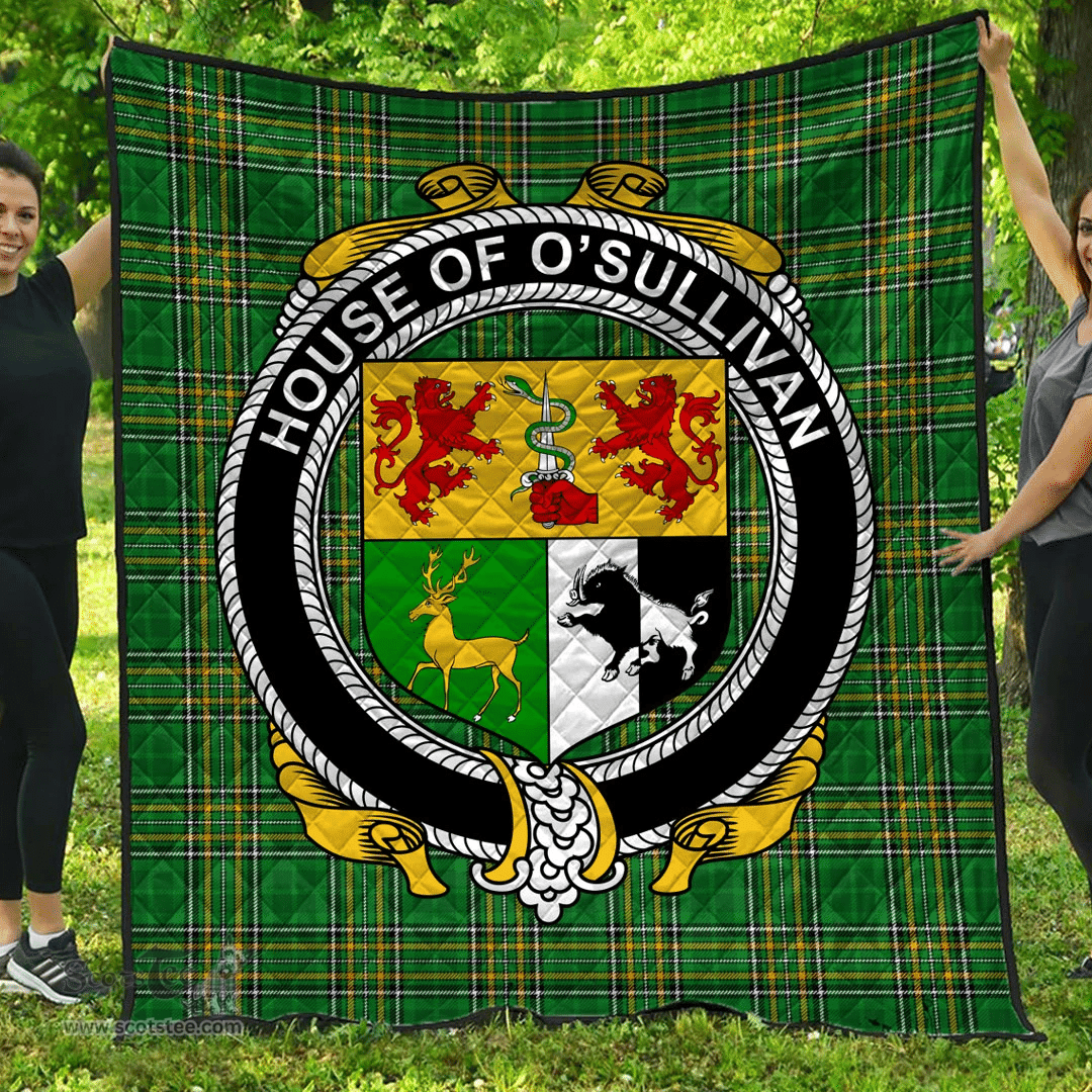 Scottish House Of O'Sullivan (Beare) Irish Coat of Arms Family Crest Quilt Irish National Tartan Irish County Quilts