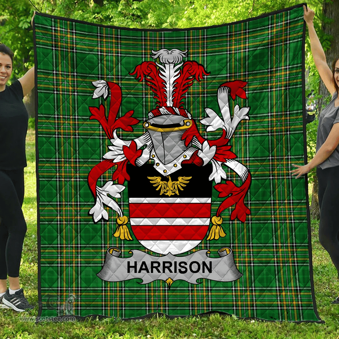 Scottish Harrison Irish Coat of Arms Family Crest Quilt Irish National Tartan Irish County Quilts