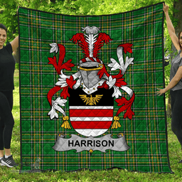 Scottish Harrison Irish Coat of Arms Family Crest Quilt Irish National Tartan Irish County Quilts
