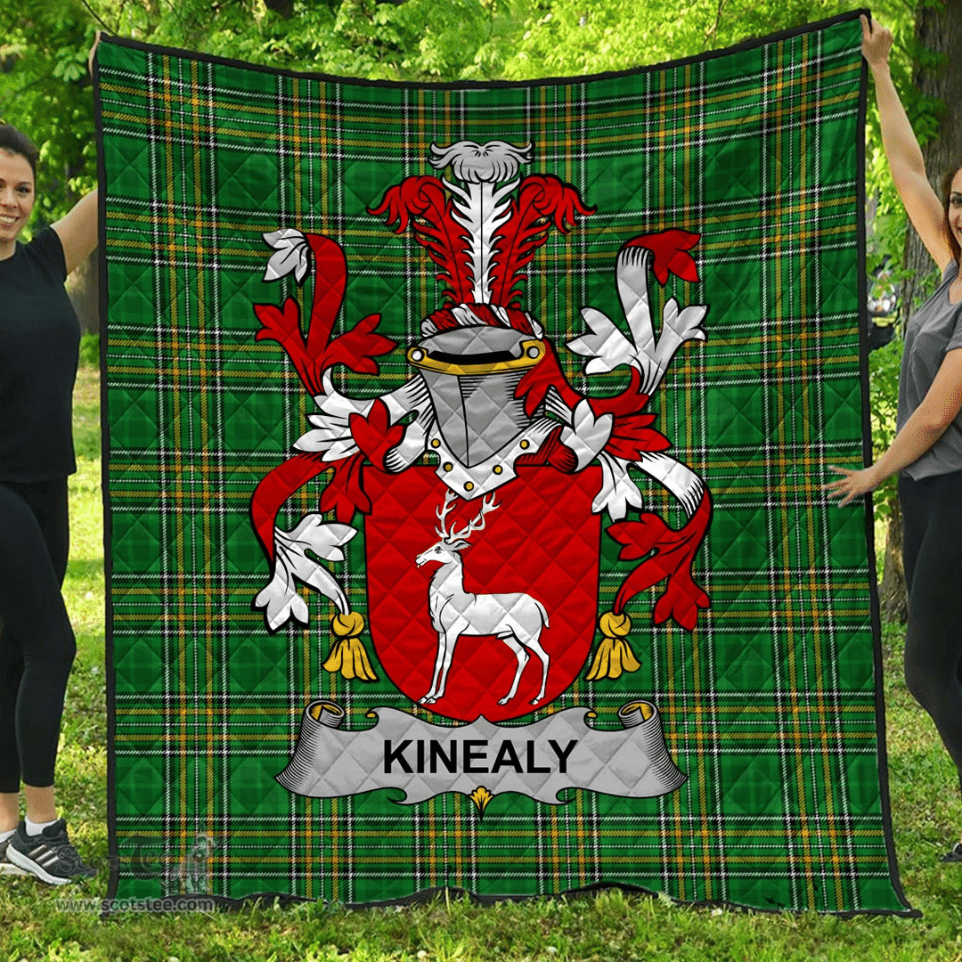 Scottish Kinealy Or O'Kinnally Irish Coat of Arms Family Crest Quilt Irish National Tartan Irish County Quilts