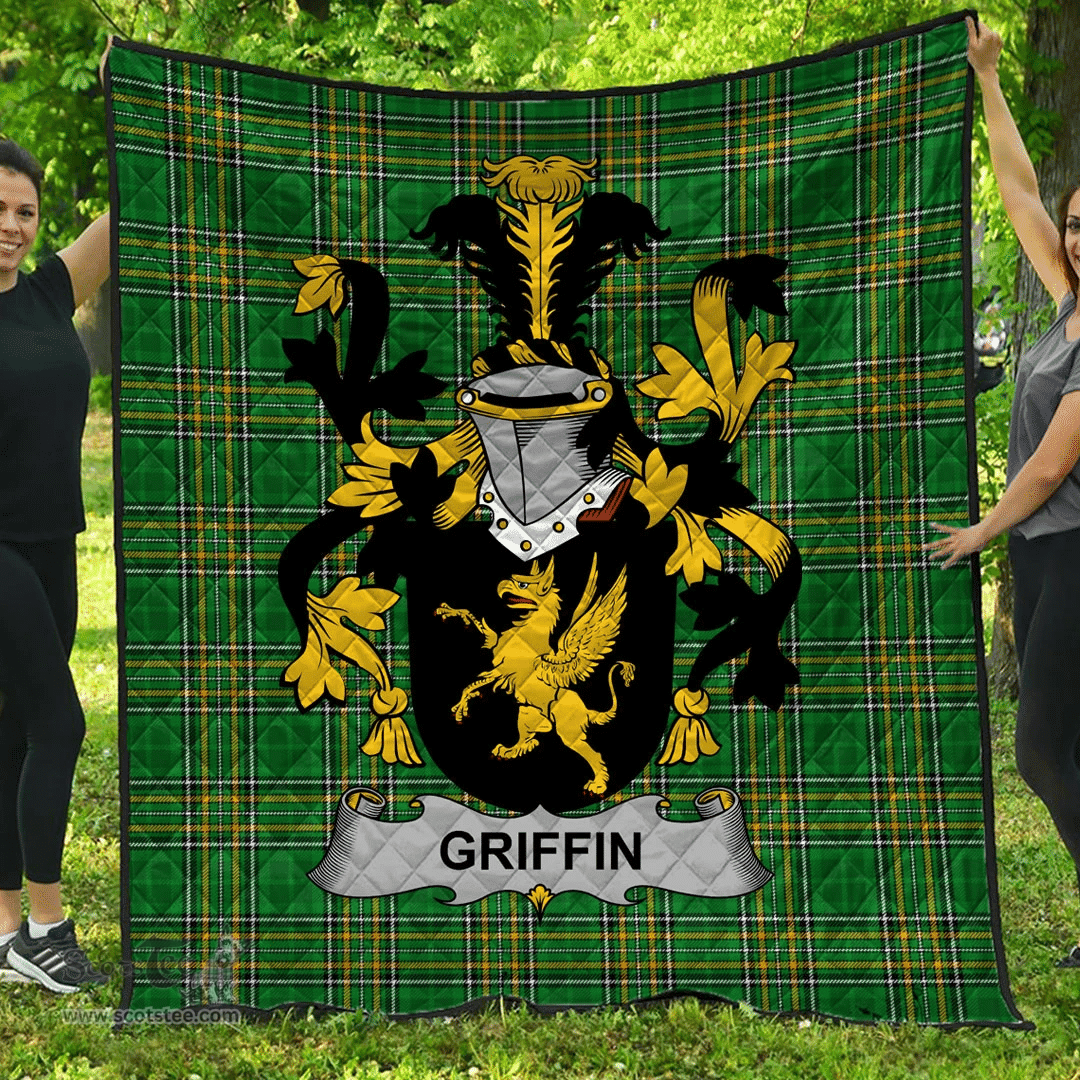 Scottish Griffin Or O'Griffy Irish Coat of Arms Family Crest Quilt Irish National Tartan Irish County Quilts