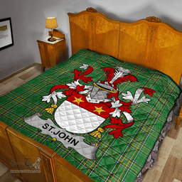 Scottish St.John Irish Coat of Arms Family Crest Quilt Irish National Tartan Irish County Quilts