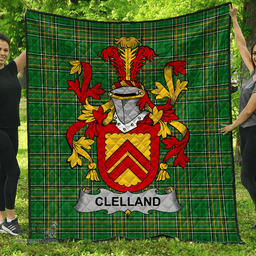 Scottish Clelland Or Mcclelland Irish Coat of Arms Family Crest Quilt Irish National Tartan Irish County Quilts