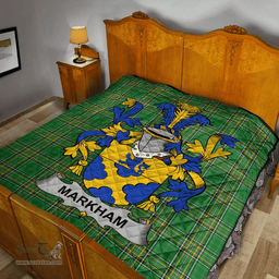 Scottish Markham Irish Coat of Arms Family Crest Quilt Irish National Tartan Irish County Quilts