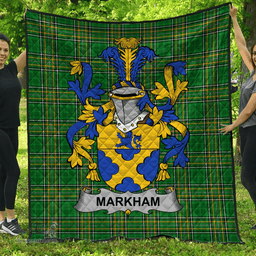 Scottish Markham Irish Coat of Arms Family Crest Quilt Irish National Tartan Irish County Quilts