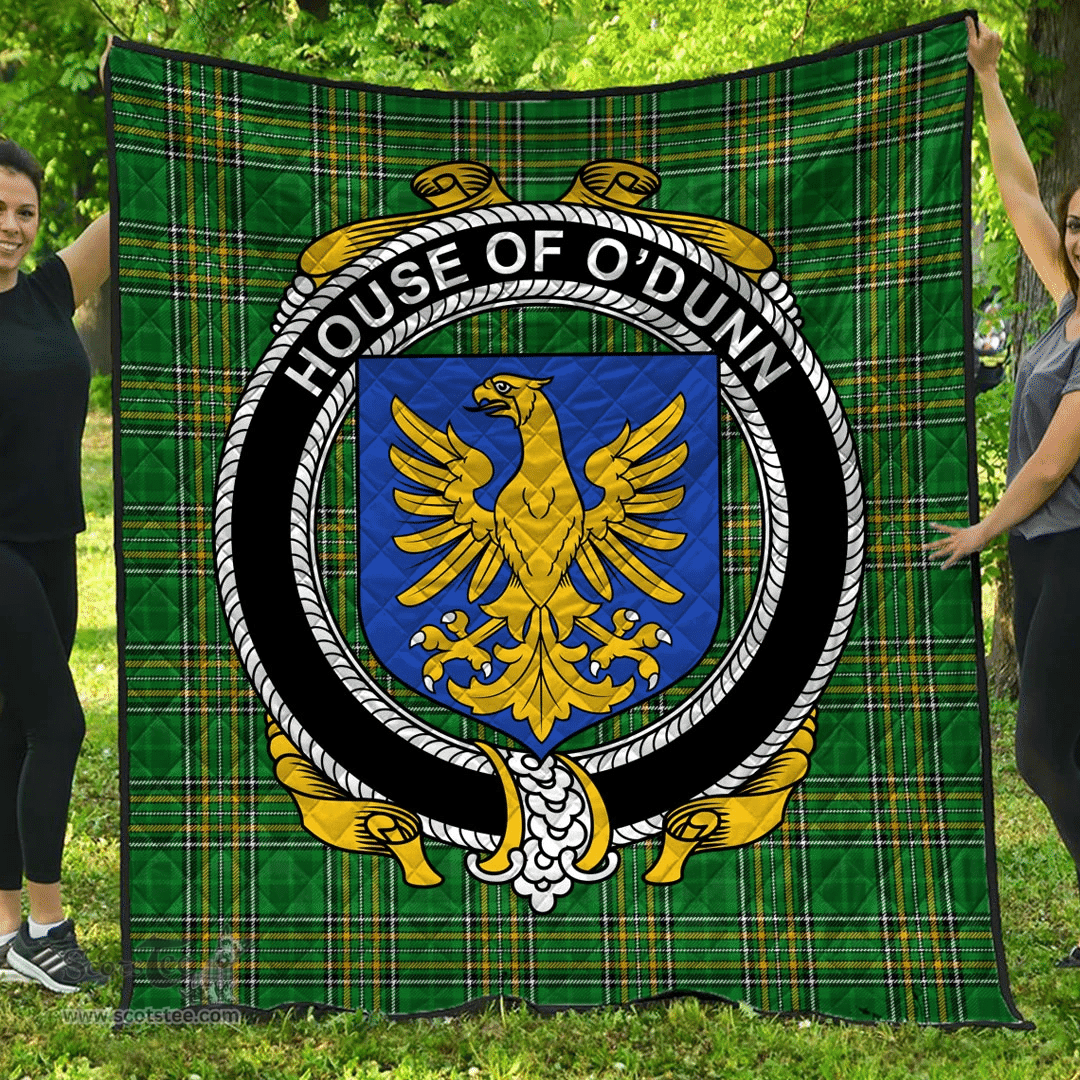 Scottish House Of O'Dunn Irish Coat of Arms Family Crest Quilt Irish National Tartan Irish County Quilts