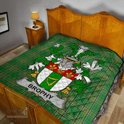Scottish Brophy Or O'Brophy Irish Coat of Arms Family Crest Quilt Irish National Tartan Irish County Quilts