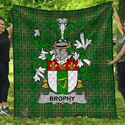 Scottish Brophy Or O'Brophy Irish Coat of Arms Family Crest Quilt Irish National Tartan Irish County Quilts